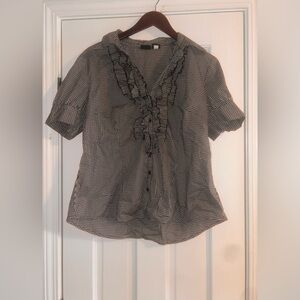 Willi Smith Black and White Checkered Blouse